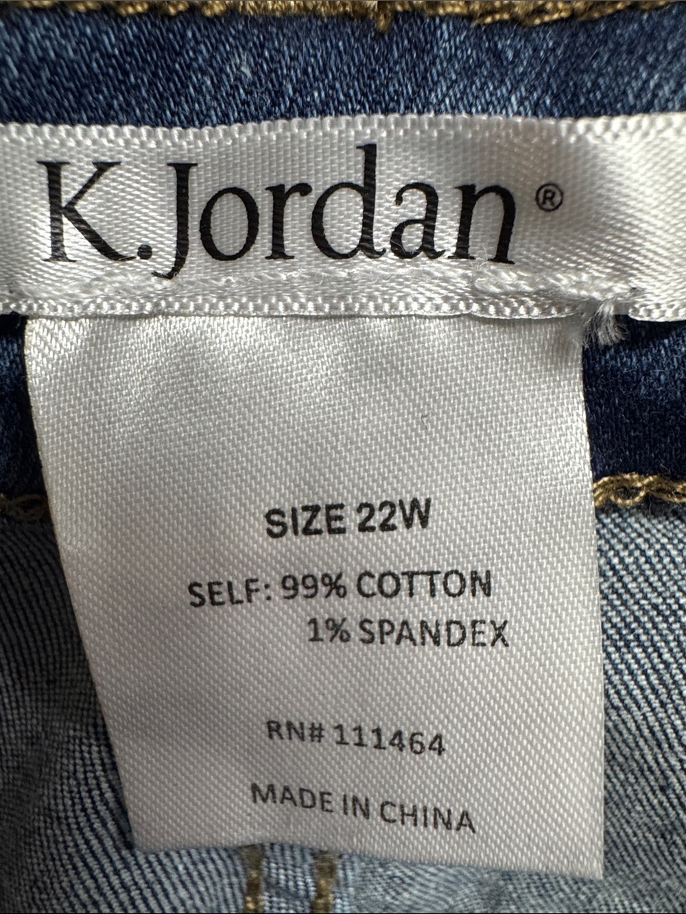 K Jordan Women's Dark Blue Denim Jeans Label View
